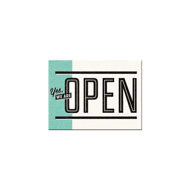 Magnes na lodówkę 6x8cm Yes we are Open