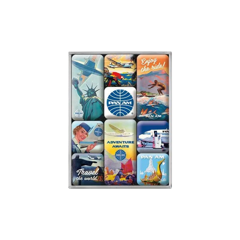 Magnesy na lodówkę zestaw 9szt. Pan Am Travel World
