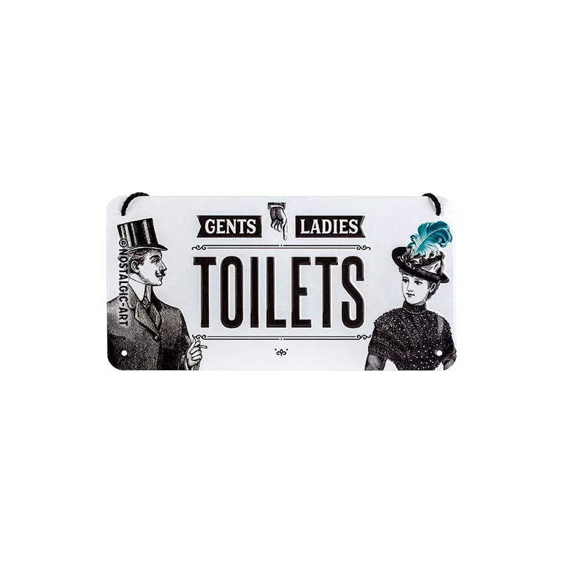 Zawieszka blaszana na ścianę 10x20cm Toilet