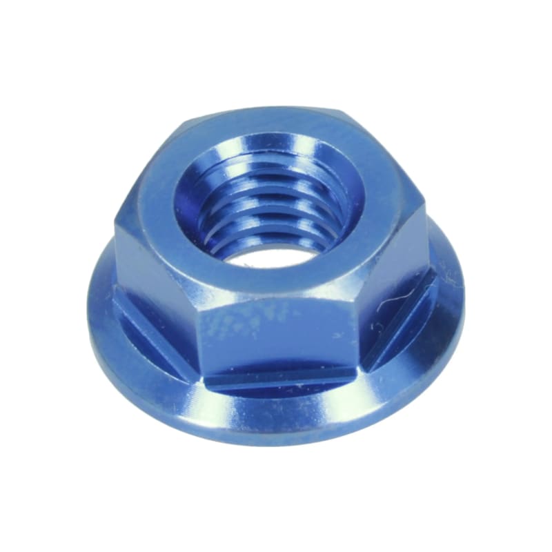 Nakrętka kołnierzowa zębatki HLP M6x1.00mm tytan niebieski