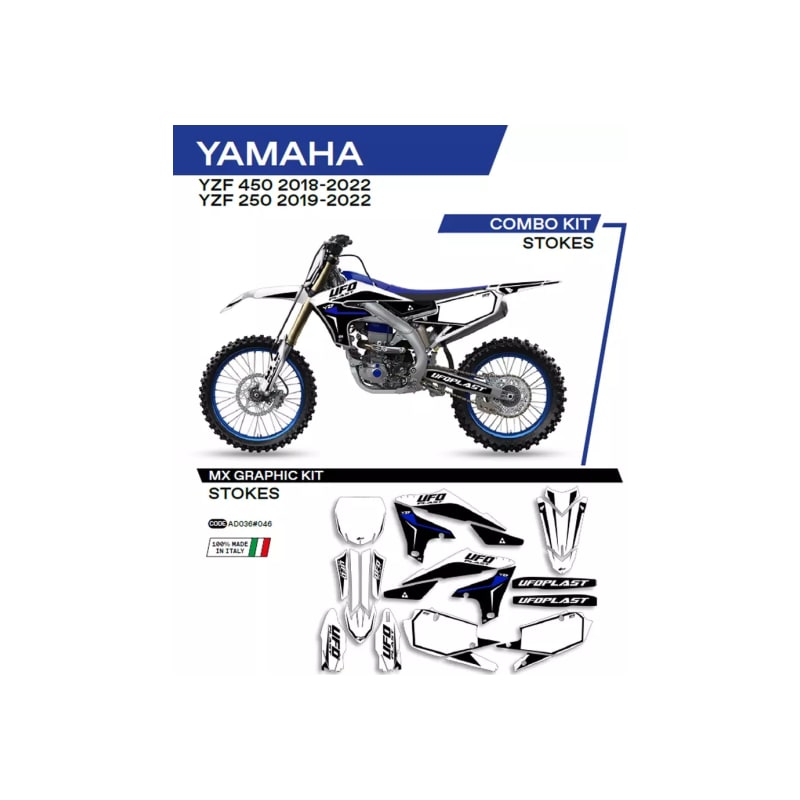 Okleina motocyklowa UFO Stokes Yamaha YZF 250 19-22 YZF 450 18-22 biały