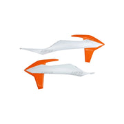 Osłony chłodnicy UFO KTM SX SXF 19-20 OEM białe pomarańczowe