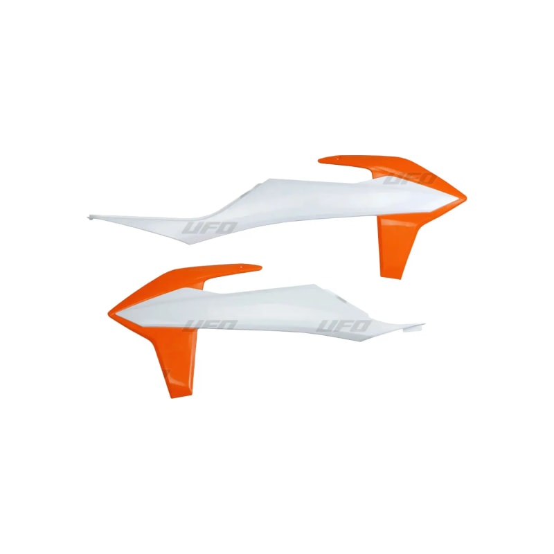 Osłony chłodnicy UFO KTM SX SXF 19-20 OEM białe pomarańczowe