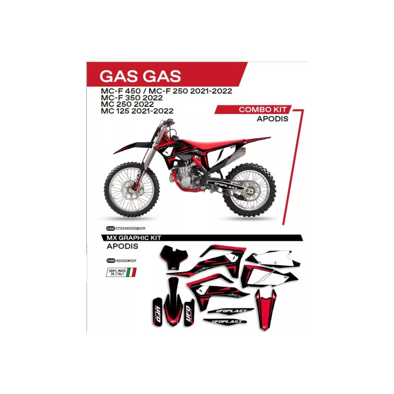 Okleina motocyklowa UFO Apodis GAS GAS MC 125 21-22 MC 250 22 MCF 250 350 450 21-22 czarny