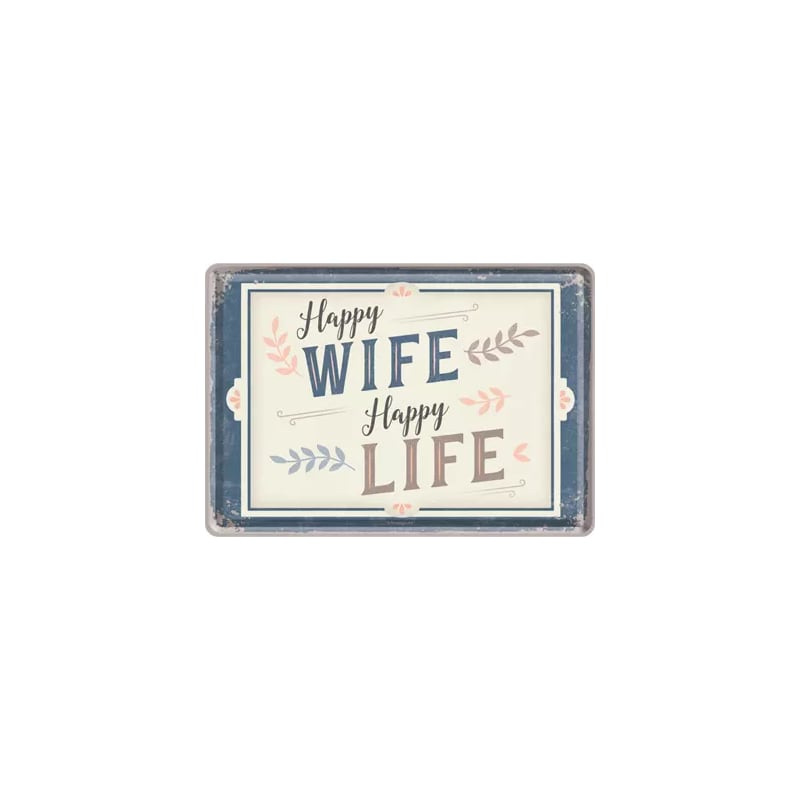Pocztówka blaszana 14x10cm Happy Wife Happ