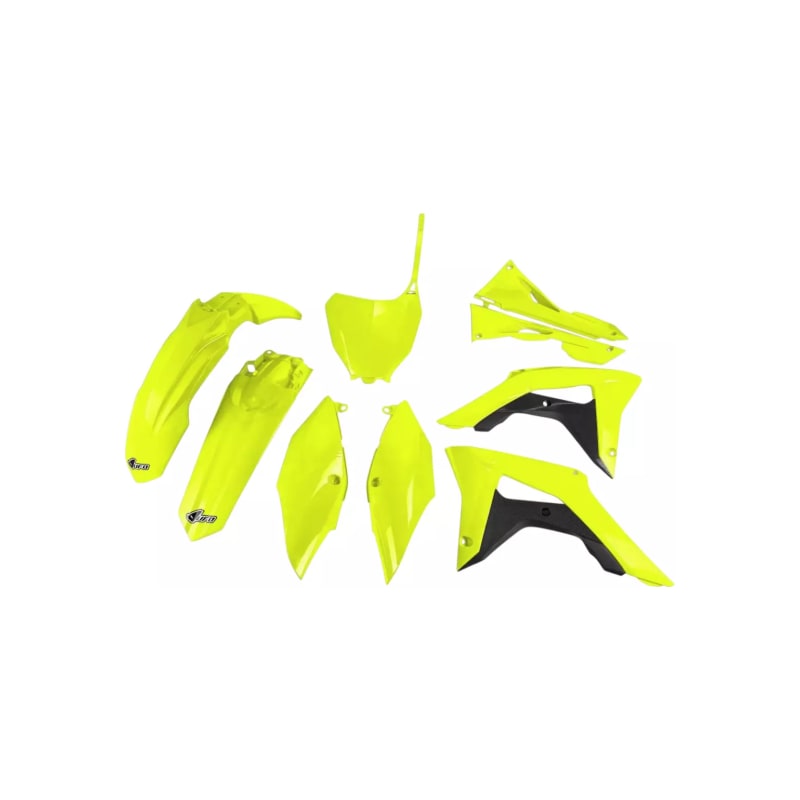 Komplet plastików UFO Honda CRF 250R 18-21 CRF 450R 17-20 z osłonami filtra żółty Fluo