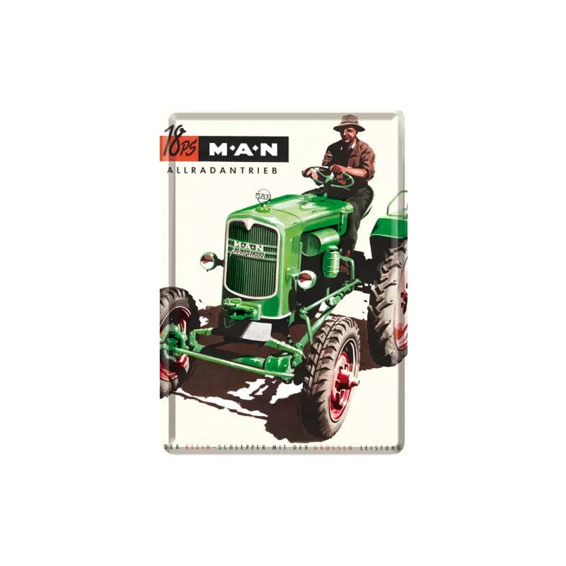 Pocztówka blaszana 14x10cm MAN Traktor