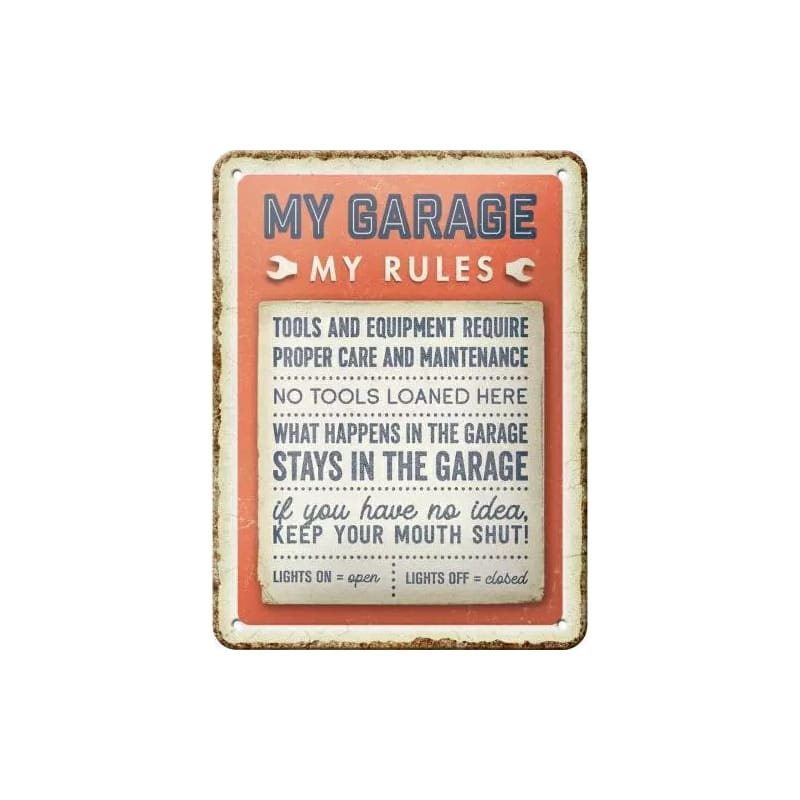 Plakat blaszany 15x20cm My Garage My Rules