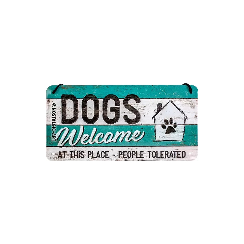Zawieszka blaszana na ścianę 10x20cm PfotenSchild Welcome Dogs