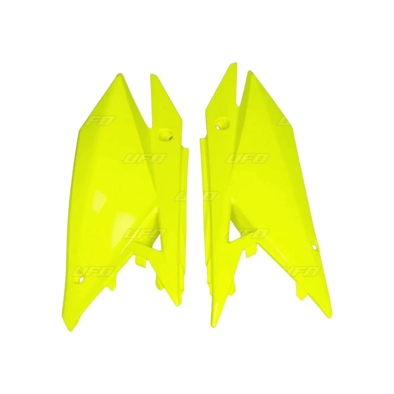 Komplet plastikowych osłon bocznych tylnych UFO Suzuki RMZ 250 19-20 RMZ 450 18-20 żółty Fluo
