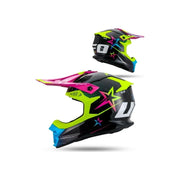 Kask motocyklowy cross enduro UFO Interpid czarny/żółty/różowy L