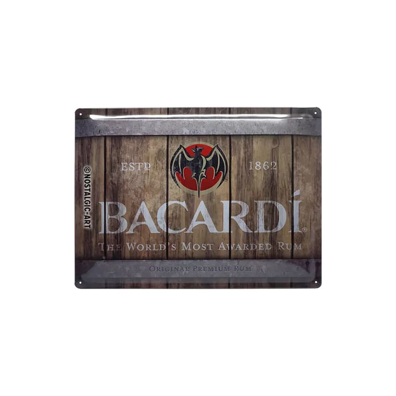 Plakat blaszany 30x40cm Bacardi Wood Logo