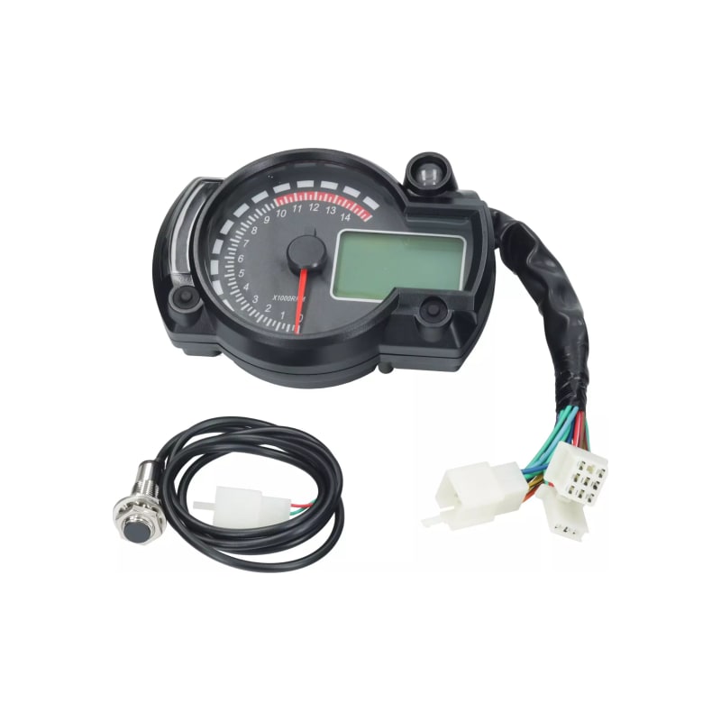 Licznik motocyklowy z obrotomierzem LCD okrągły HLP czarny