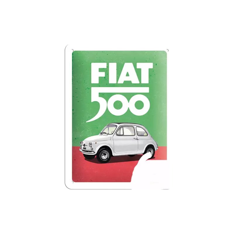 Plakat blaszany 15x20cm Fiat 500 Italian Colour
