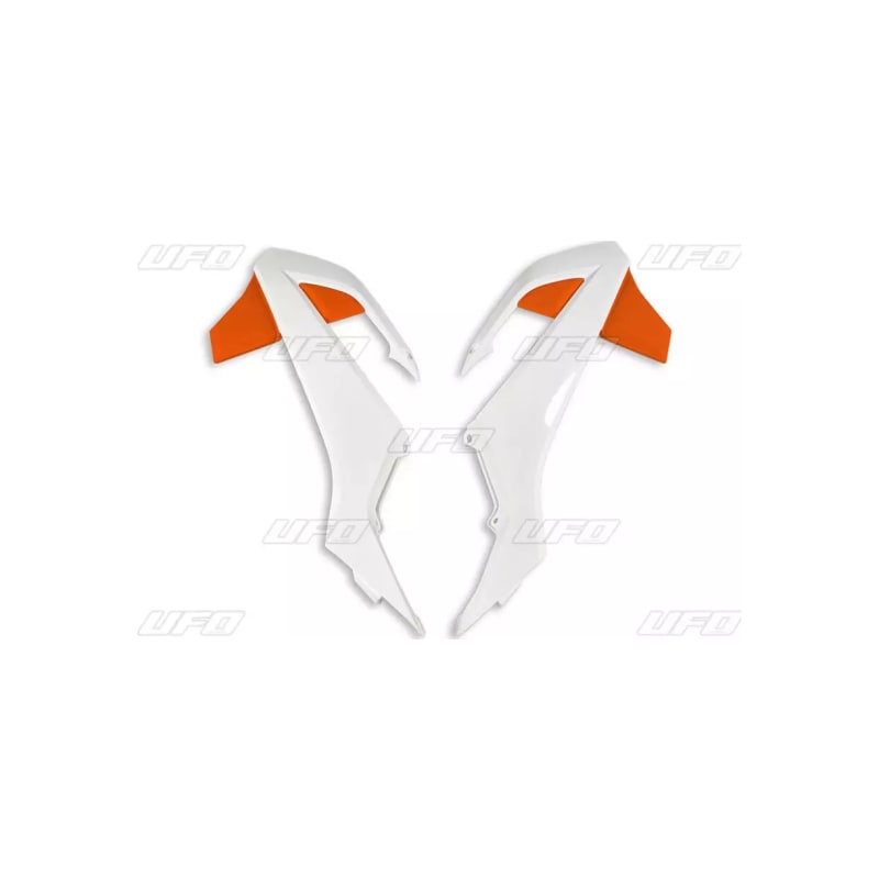 Osłony chłodnicy UFO KTM SX 65 16-22 OEM 19-20 białe pomarańczowe