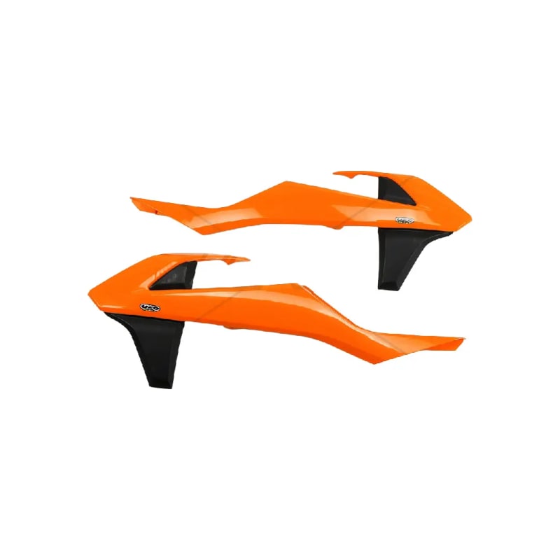 Osłony chłodnicy UFO KTM SX SXF 16-18 EXC EXCF 17-19 OEM (z wyjątkiem SX 250 16) pomarańczowe czarne