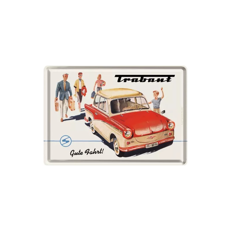 Pocztówka blaszana 14x10cm Trabant
