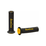 Manetki kierownicy Domino A010 Road Racing czarny żółty 22mm 125mm otwarte