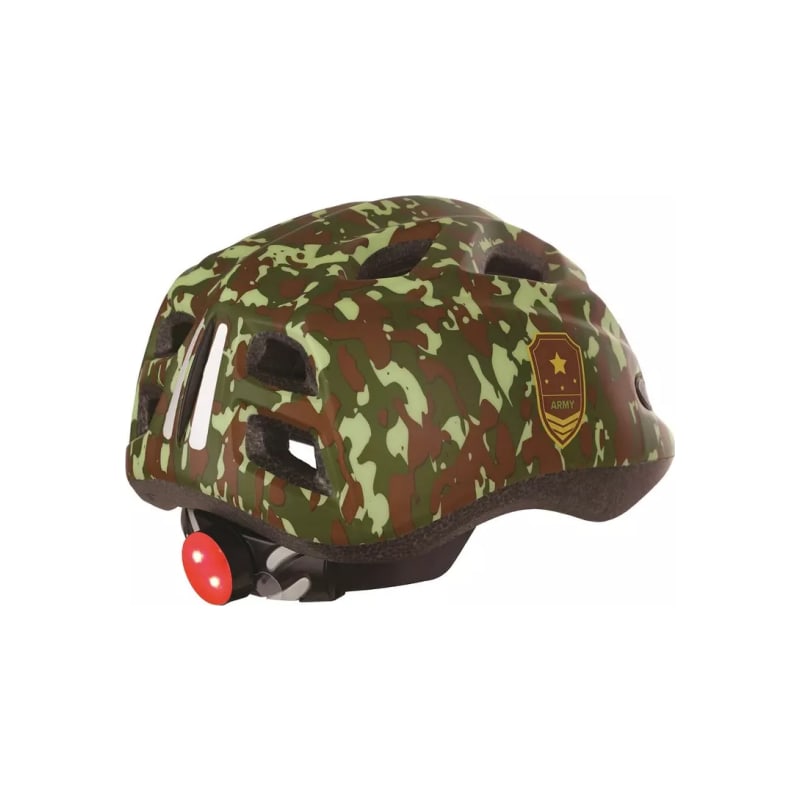 Kask rowerowy Polisport Junior Army ze światłem S 52/56 cm
