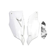 Komplet plastikowych osłon bocznych tylnych UFO Kawasaki KXF 450 19 białe