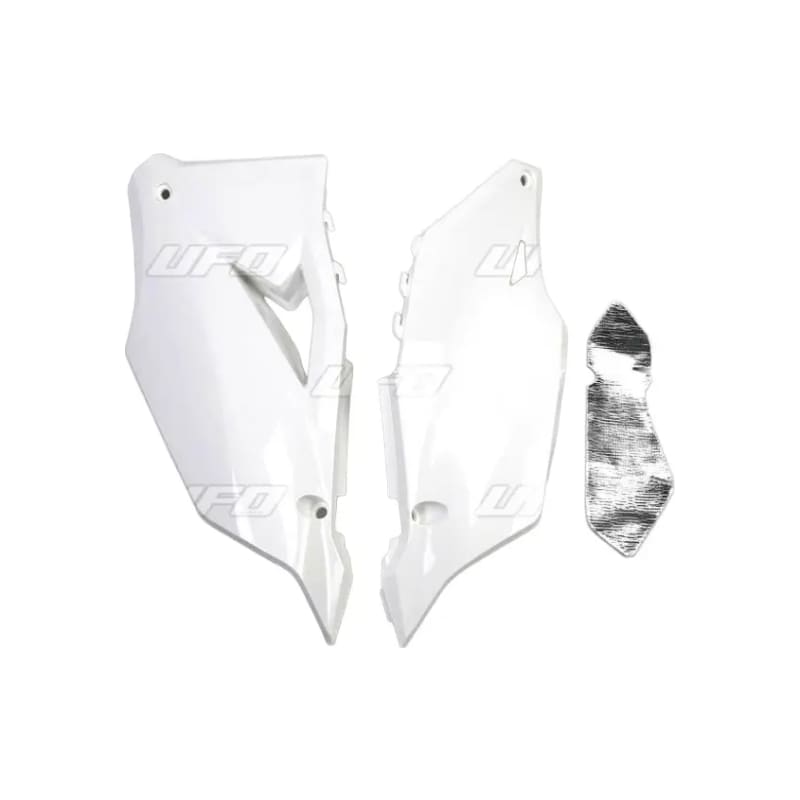 Komplet plastikowych osłon bocznych tylnych UFO Kawasaki KXF 450 19 białe