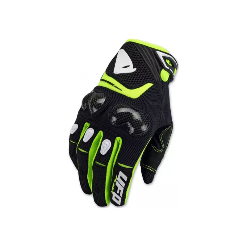 Rękawice motocyklowe cross enduro UFO Reason Carbon czarny szary żółty Fluo XXL