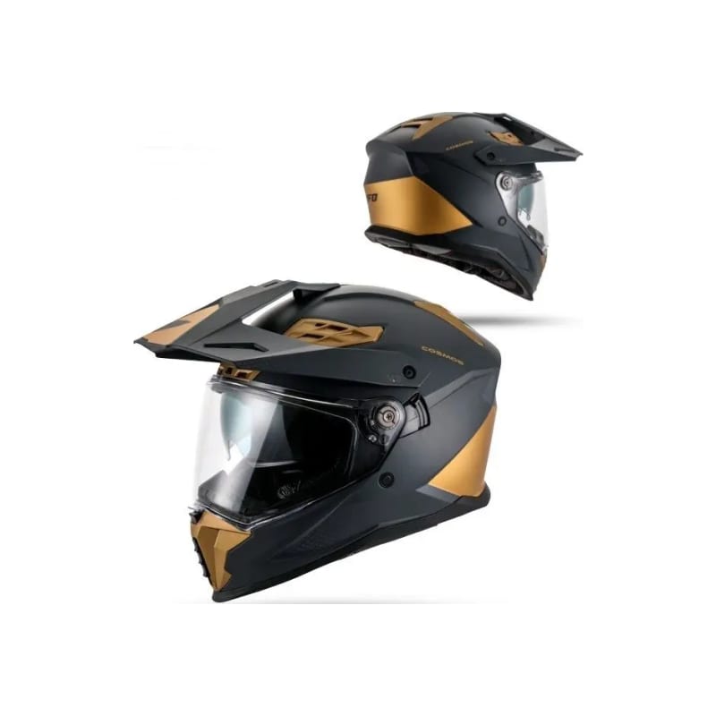 Kask motocyklowy enduro UFO Cosmos Dual Tourer czarny/zloty XL