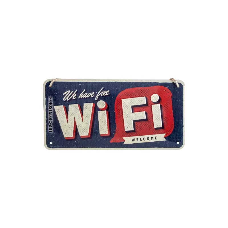 Zawieszka blaszana na ścianę 10x20cm Free Wi-Fi