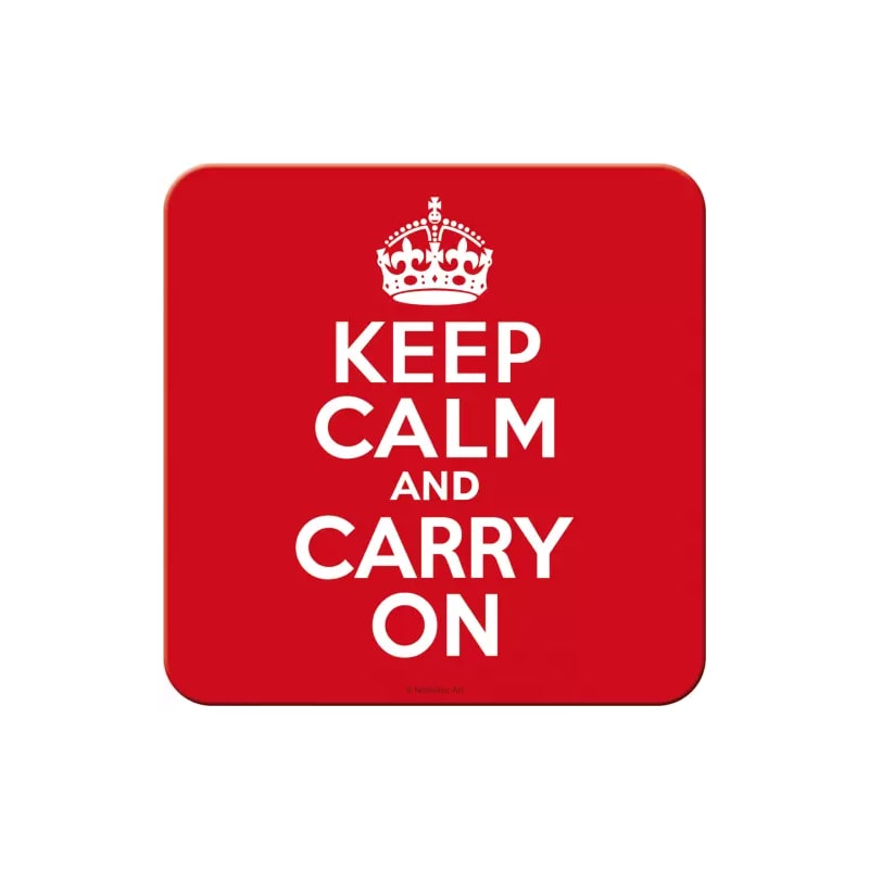 Podstawka pod szklankę korkowo-metalowa Keep Calm and Carry