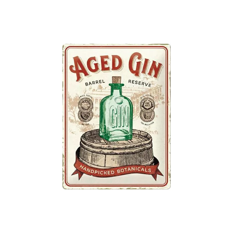 Plakat blaszany 30x40cm Aged Gin Barrel