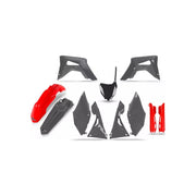 Komplet plastików UFO Honda CRF 250R 18-21 CRF 450R 17-20 szary czerwony w zestawie osłony amortyzatora oraz naklejki