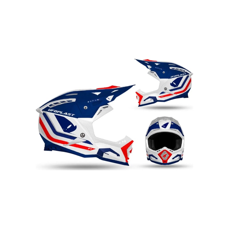 Kask UFO Echus niebieski biały pomarańczowy XL