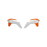 Osłony chłodnicy UFO KTM SX SXF 13-15 EXC 14-16 biała pomarańczowa