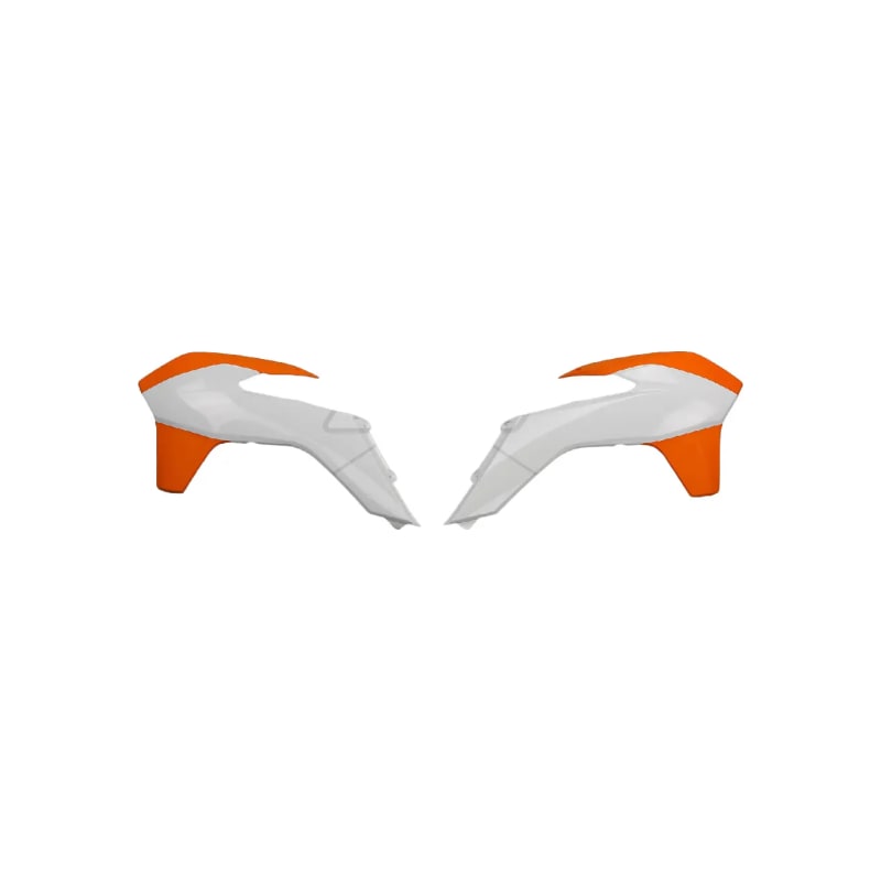 Osłony chłodnicy UFO KTM SX SXF 13-15 EXC 14-16 biała pomarańczowa