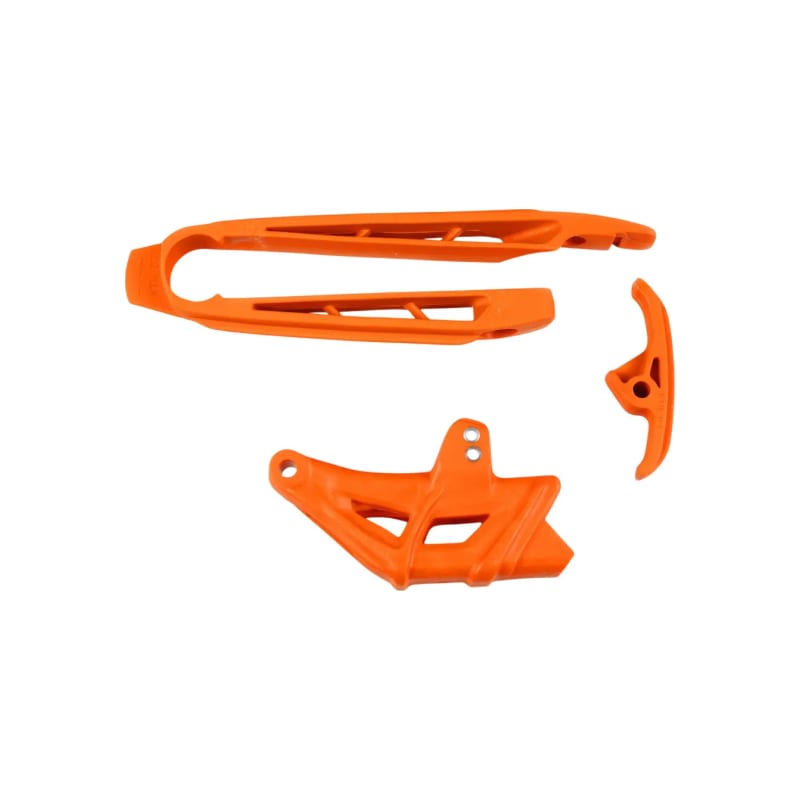 Zestaw UFO ślizg i prowadnica KTM SX 125 250 SX-F 250 450 07-10 SX 144 150 EXC 125 200 250 300 EXC-F 450 08-10 pomarańczowy
