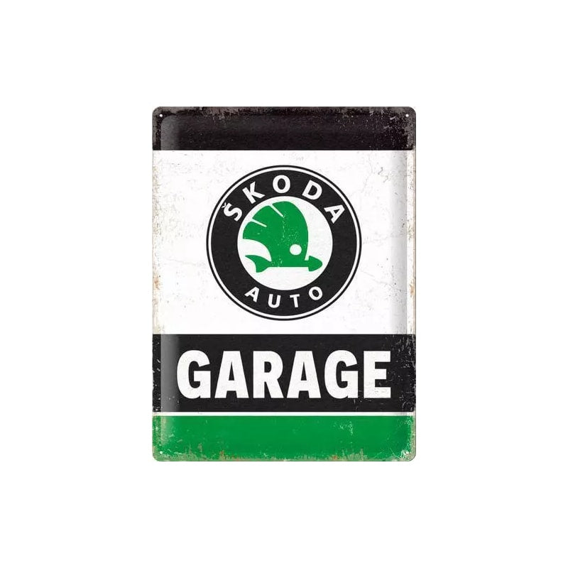 Plakat blaszany 30x40cm Skoda – Garage green