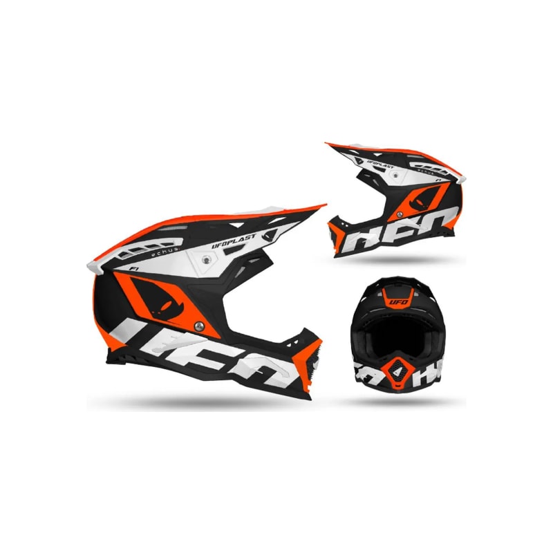 Kask UFO Echus czarny biały pomarańczowy fluo L