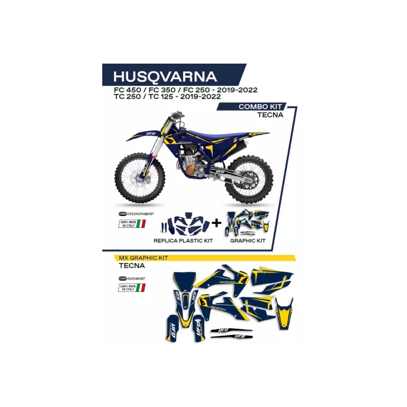Komplet plastików i oklein UFO Tecna Husqvarna TC 125 250 19-22 FC 250 350 450 19-22 niebieski