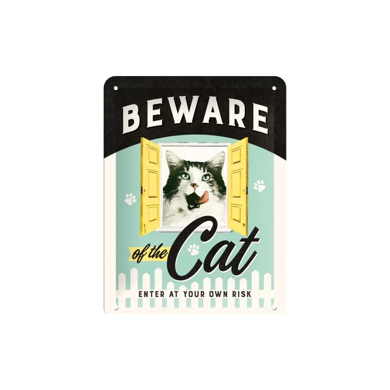 Plakat blaszany 15x20cm Beware of the Cat