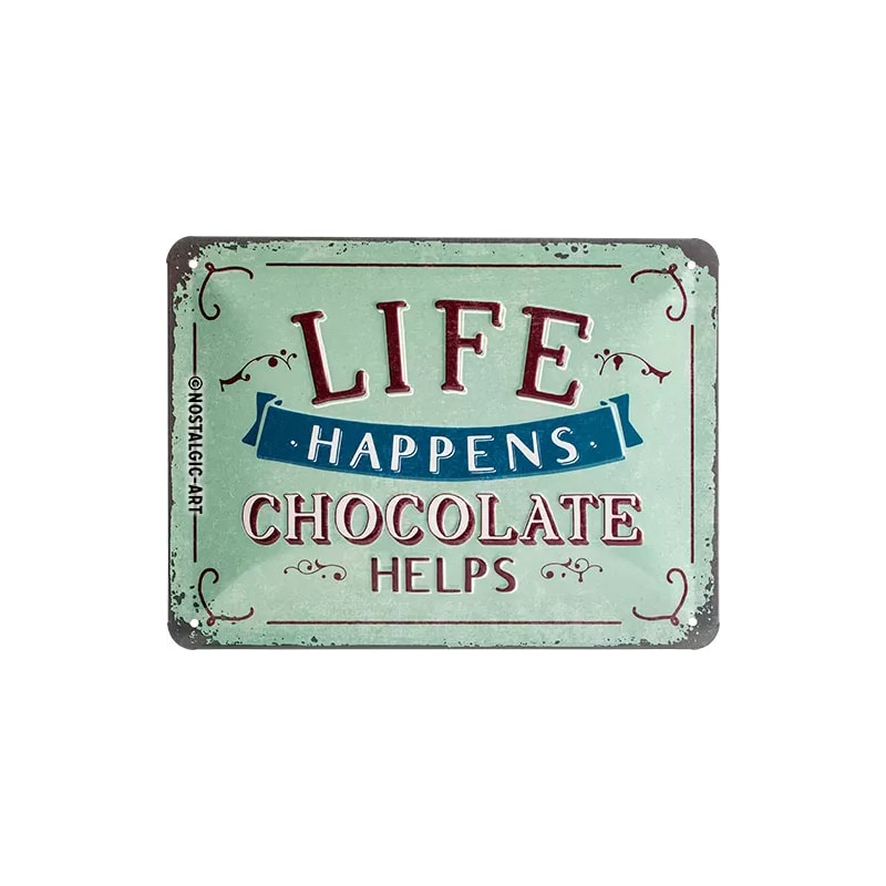 Plakat blaszany 15x20cm Life Happens Chocolate