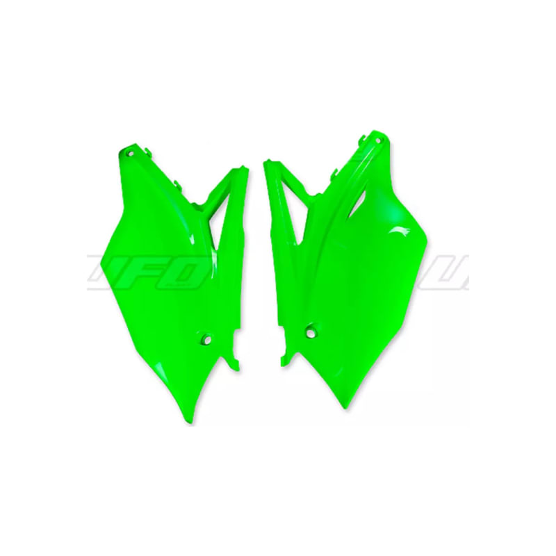 Komplet plastikowych osłon bocznych tylnych UFO Kawasaki KXF 250 17-19 KXF 450 16-18 zielone Fluo