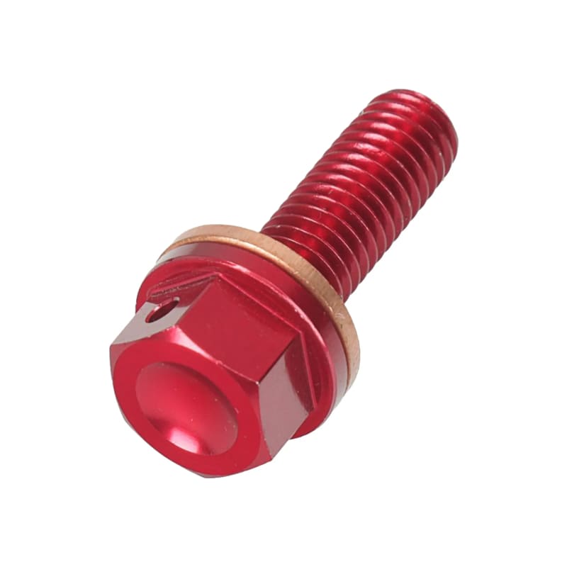 Korek spustowy oleju z magnesem HLP M8x1.25x20mm czerwony
