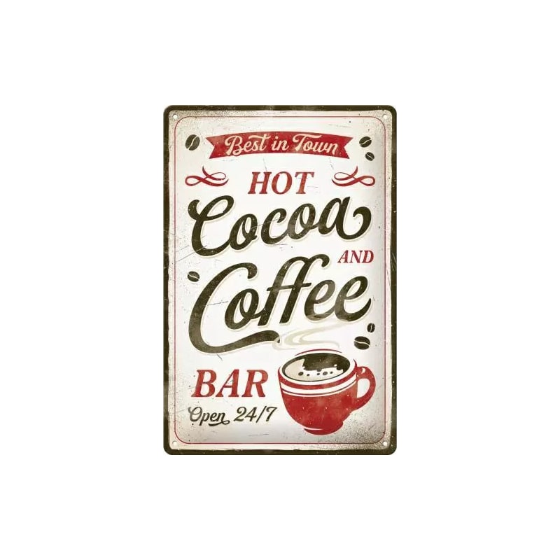 Plakat blaszany 20x30cm Hot Cocoa & Coffee