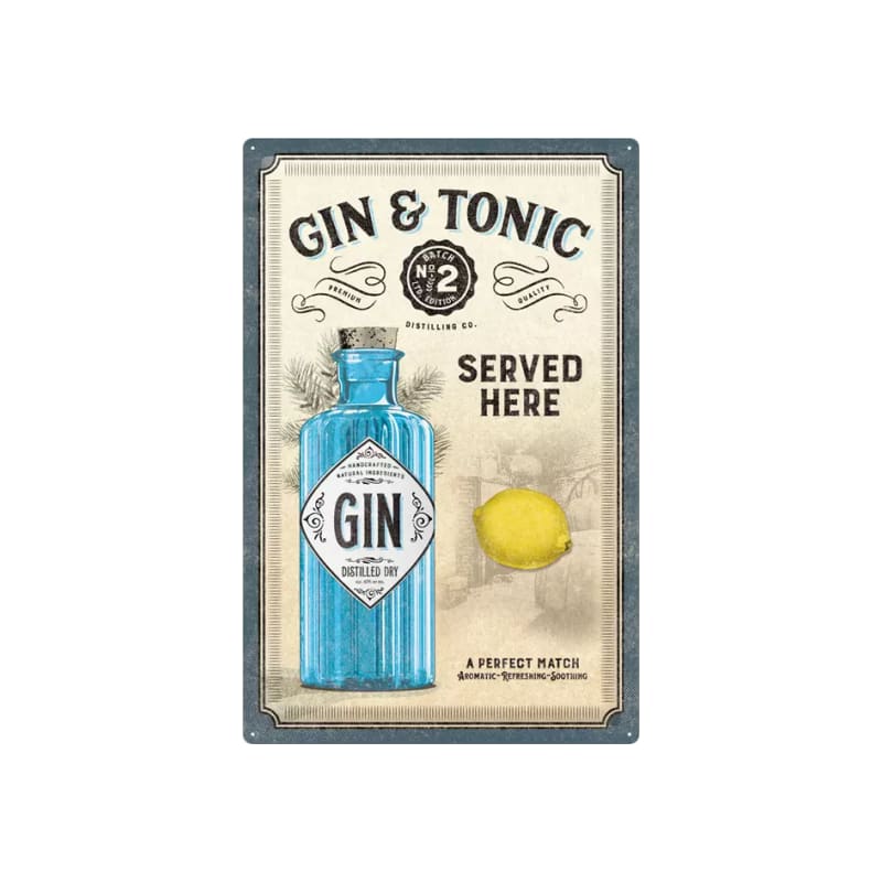 Plakat blaszany 40x60cm Gin & Tonic Served