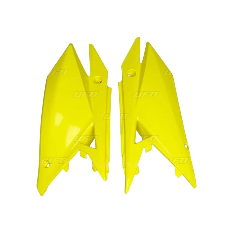 Komplet plastikowych osłon bocznych tylnych UFO Suzuki RMZ 250 19-20 RMZ 450 18-20 żółty