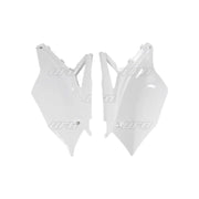 Komplet plastikowych osłon bocznych tylnych UFO Kawasaki KXF 450 16-17 białe