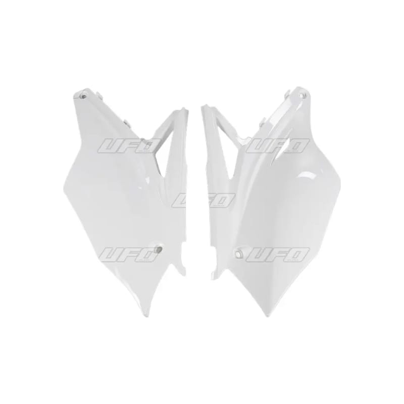 Komplet plastikowych osłon bocznych tylnych UFO Kawasaki KXF 450 16-17 białe