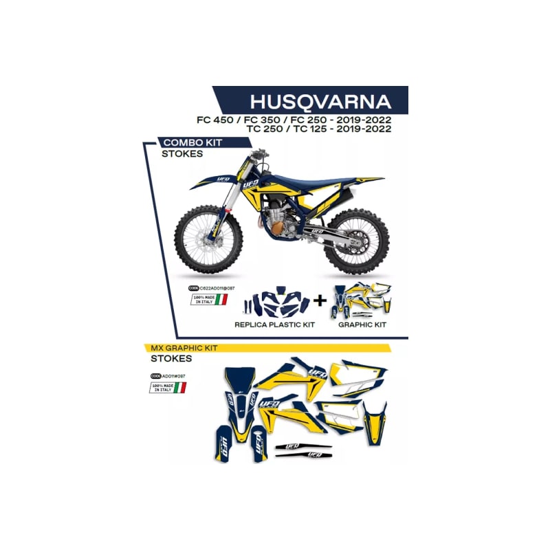Komplet plastików i oklein UFO Stokes Husqvarna TC 125 250 19-22 FC 250 350 450 19-22 niebieski
