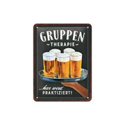 Plakat blaszany 15x20cm Gruppentherapie-Bier