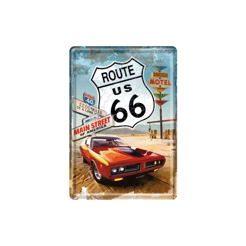 Pocztówka blaszana 14x10cm Route 66 Red